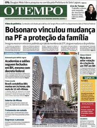 Capa do jornal O Tempo 13/05/2020