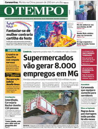 Capa do jornal O Tempo 14/02/2020