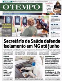 Capa do jornal O Tempo 14/04/2020