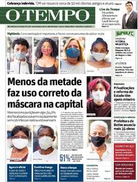 Capa do jornal O Tempo 14/08/2020