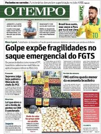 Capa do jornal O Tempo 14/10/2020