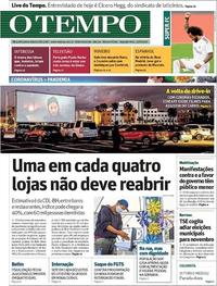 Capa do jornal O Tempo 15/06/2020