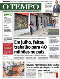 Capa do jornal O Tempo 15/08/2020