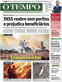 Capa do jornal O Tempo 15/09/2020
