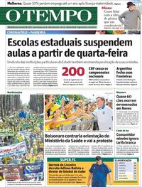 Capa do jornal O Tempo 16/03/2020