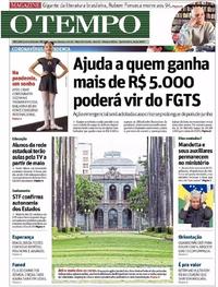 Capa do jornal O Tempo 16/04/2020