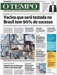 Capa do jornal O Tempo 16/06/2020