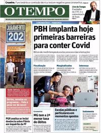 Capa do jornal O Tempo 18/05/2020