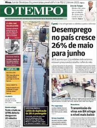 Capa do jornal O Tempo 18/07/2020