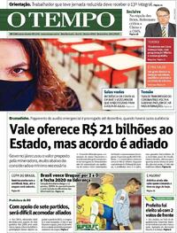 Capa do jornal O Tempo 18/11/2020