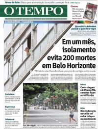 Capa do jornal O Tempo 20/04/2020