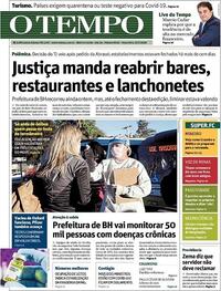 Capa do jornal O Tempo 21/07/2020