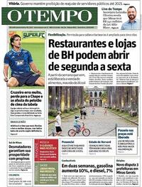 Capa do jornal O Tempo 21/08/2020