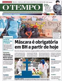 Capa do jornal O Tempo 22/04/2020