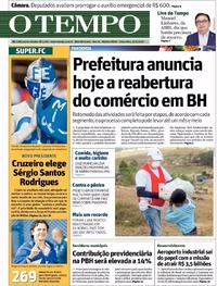 Capa do jornal O Tempo 22/05/2020