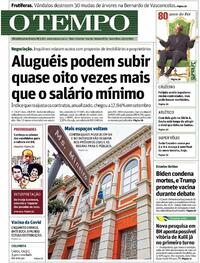 Capa do jornal O Tempo 23/10/2020