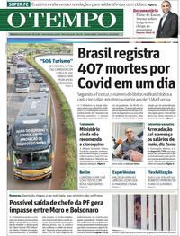 Capa do jornal O Tempo 24/04/2020