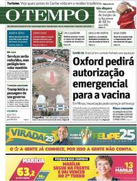 Capa do jornal O Tempo 24/11/2020