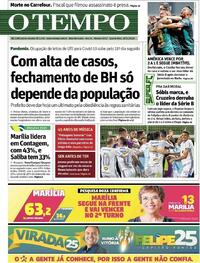 Capa do jornal O Tempo 25/11/2020
