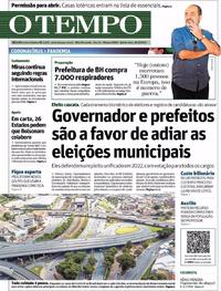 Capa do jornal O Tempo 26/03/2020