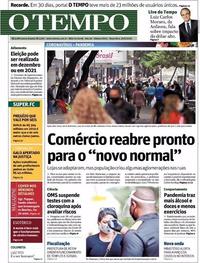 Capa do jornal O Tempo 26/05/2020