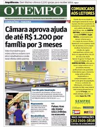 Capa do jornal O Tempo 27/03/2020
