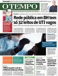 Capa do jornal O Tempo 28/07/2020