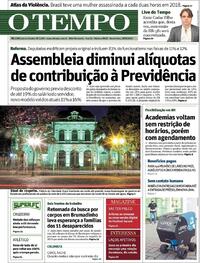 Capa do jornal O Tempo 28/08/2020