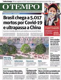 Capa do jornal O Tempo 29/04/2020