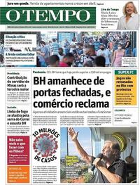 Capa do jornal O Tempo 29/06/2020