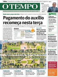 Capa do jornal O Tempo 01/04/2021