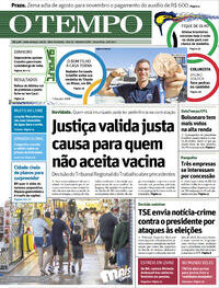 Capa do jornal O Tempo 03/08/2021