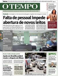 Capa do jornal O Tempo 06/01/2021