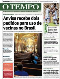 Capa do jornal O Tempo 09/01/2021