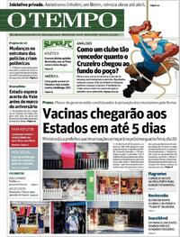 Capa do jornal O Tempo 15/01/2021