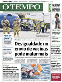 Capa do jornal O Tempo 19/05/2021