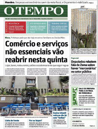 Capa do jornal O Tempo 20/04/2021