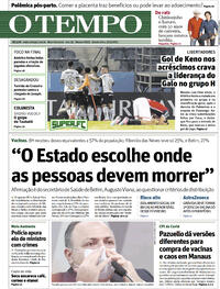 Capa do jornal O Tempo 20/05/2021