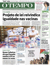 Capa do jornal O Tempo 21/05/2021