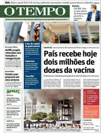 Capa do jornal O Tempo 22/01/2021