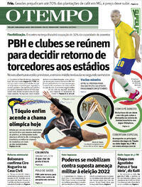 Capa do jornal O Tempo 23/07/2021