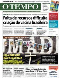 Capa do jornal O Tempo 25/01/2021