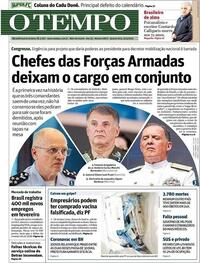 Capa do jornal O Tempo 31/03/2021
