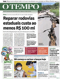 Capa do jornal O Tempo 15/01/2022