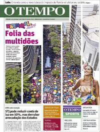 Capa do jornal O Tempo 14/02/2024