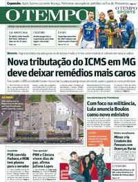 Capa do jornal Jornal O Tempo 21/10/2025