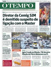 Capa Jornal O Tempo 14/08/2026