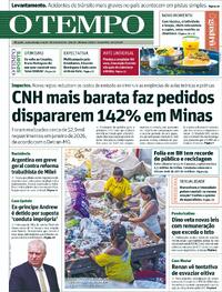 Capa do jornal Jornal O Tempo 20/02/2026