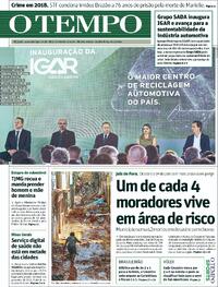 Capa do jornal Jornal O Tempo 26/02/2026