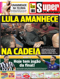 Capa do jornal Super Notícia 08/04/2018